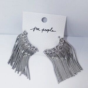 Free People Kiss Kiss Ear Cuff Fringe Dangles in Silver NEW